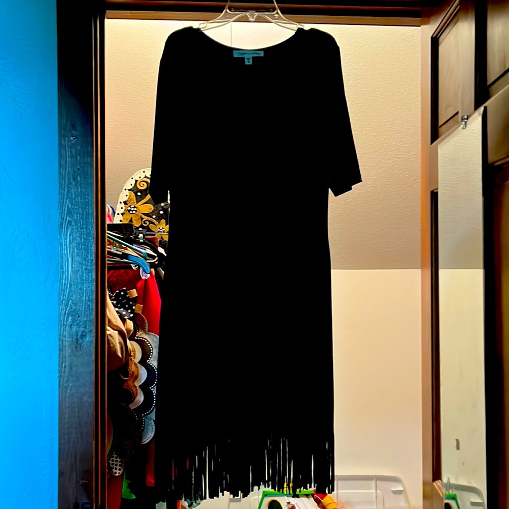 Karen Kane Black dress with fringe!